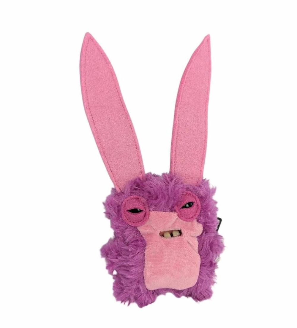 Zuru Fuggler Lord Long Ears pink bunny plush keychain clip on keyring